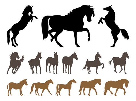 Horses Silhouette Set Vector Art & Graphics | freevector.com