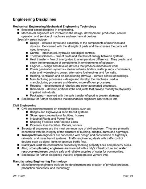 Engineering Disciplines