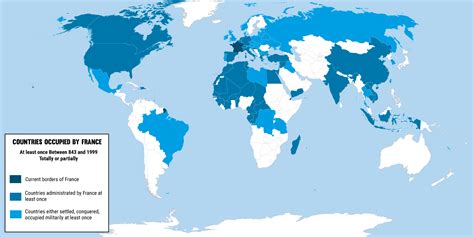 Map of countries occupied at least once by France between 843 and 1999 ...