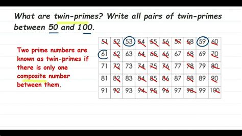 What are twin-primes? Write all pairs of twin-primes between 50 and 100. - YouTube