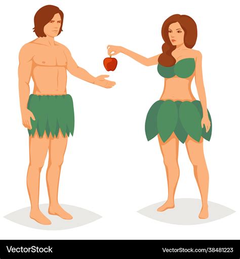 Adam and eve in paradise Royalty Free Vector Image