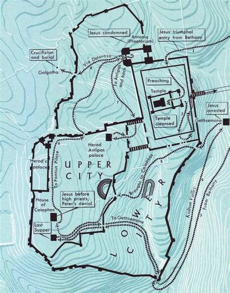 JESUS' LAST JOURNEY - MAP OF THE ROUTE THROUGH JERUSALEM