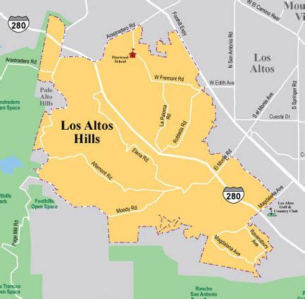 Los Altos Hills map San Francisco Bay, Santa Clara, Peninsula ...