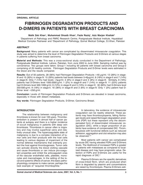 (PDF) Fibrinogen Degradation Products and D-Dimers FIBRINOGEN DEGRADATION PRODUCTS AND D-DIMERS ...