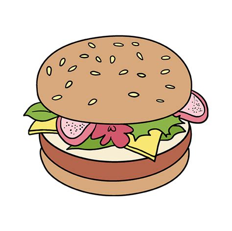 How to Draw a Burger - Really Easy Drawing Tutorial