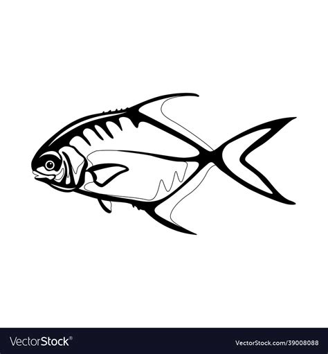 Permit fish flat style side Royalty Free Vector Image