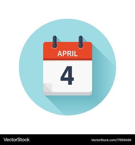 April 4 flat daily calendar icon date Royalty Free Vector