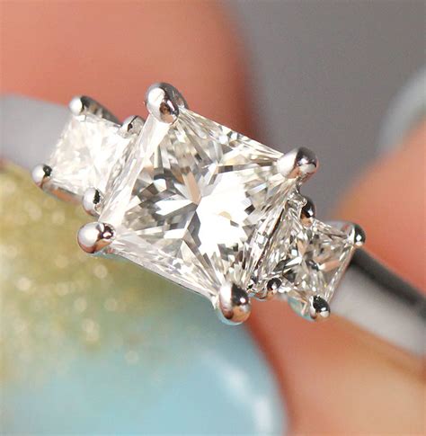 1.51CTW Princess Cut 3 Stone Platinum Engagement Ring - Diamond Guy Hawaii