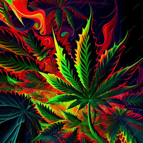 Premium Photo | Marijuana leaf on abstract background psychedelic weed ...