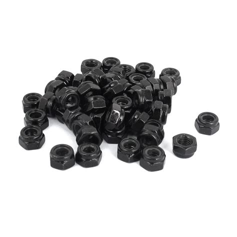 M5x0.8mm Zinc Plated Nylock Self Locking Nylon Insert Hex Lock Nuts Black 50pcs LXM-in Nuts from ...