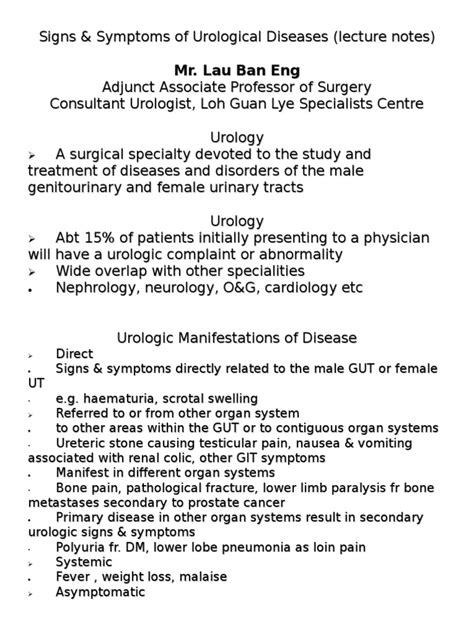 Signs Symptoms of Urological Diseases | Urinary Incontinence | Urology