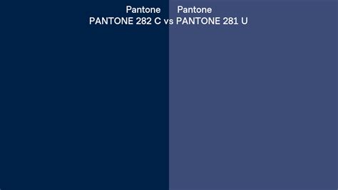 Pantone 282 C vs PANTONE 281 U side by side comparison