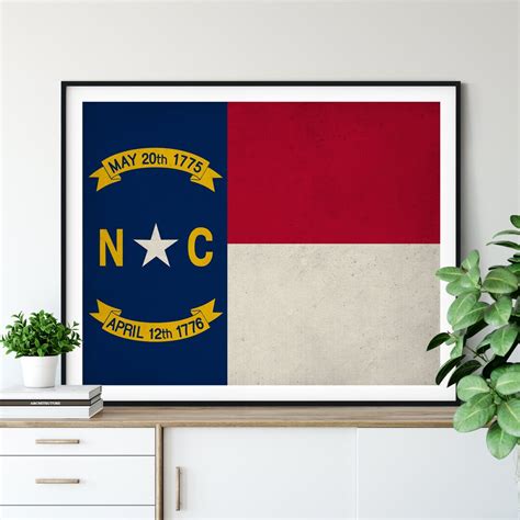 North Carolina Flag Art, North Carolina Flag Print, Flag Poster, NC ...