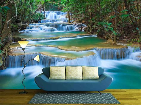 wall26 - Deep Forest Waterfall in Kanchanaburi, Thailand - Removable Wall Mural | Self-Adhesive ...