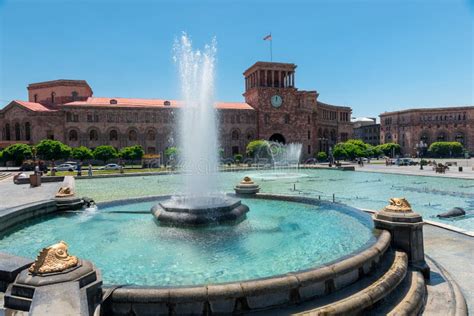 Yerevan is a Fountain on Republic Square in the City Center Stock Image ...