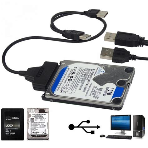 Computer Hard Driver Connection Cables 2.5" 22P 2.0 USB to SATA Cable Serial ATA Adapter For HDD ...