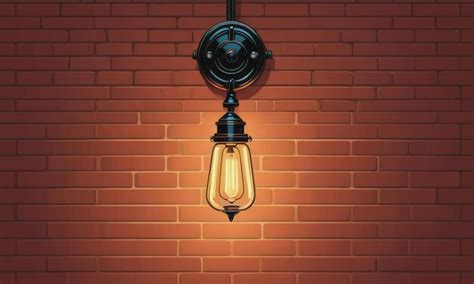 Premium AI Image | Glowing antique lamp brightens old brick wall