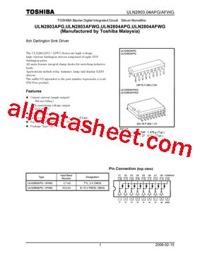 ULN2803A Datasheet(PDF) - Toshiba Semiconductor