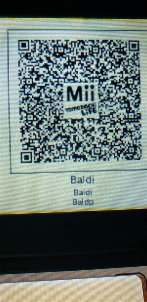 Forgot I had a baldi mii qr code from 2018 so here ya go | Tomodachi ...