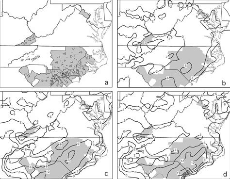 Patterns of observed and forecast ice accretion from a 25–27 Jan 2004 ...