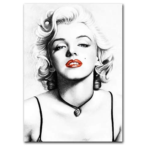 Marilyn Monroe Poster Black And White With Red Lips