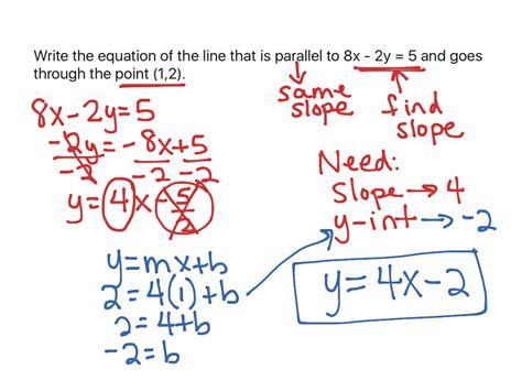 Write equation of line parallel | Math | ShowMe