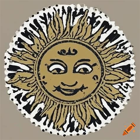 Smiling sun in circular 60s art style on Craiyon