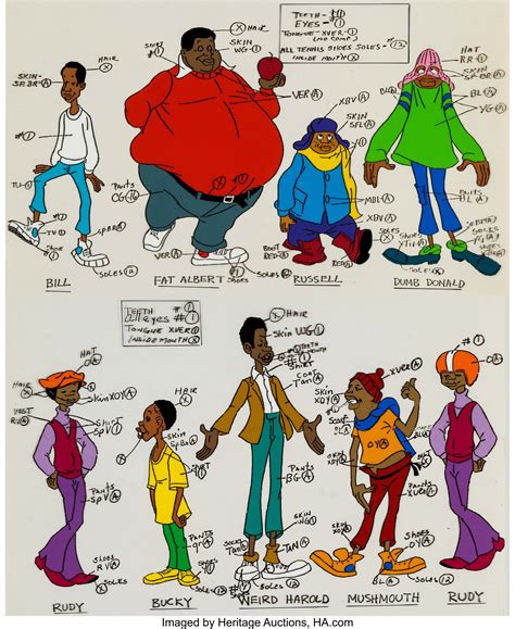 Fat Albert and the Cosby Kids Color Model Cel Group of 2 | Lot #15168 ...