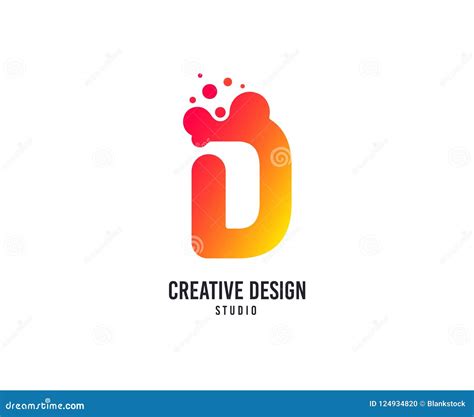 Creative Design Logo. D Letter Vector Icon with Dots. Creativity Studio ...