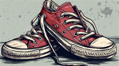 Fondo Ilustrador De Tenis Converse Rojos En Lápiz Sobre Madera Fondo, Imagen De Dibujos Animados ...