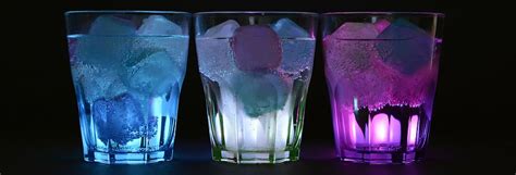 HD wallpaper: three blue, white, and purple rock glasses, ice cubes, illuminated | Wallpaper Flare