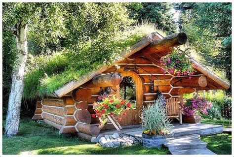 Log cabin green roof. | Garden, Backyard, Huts, Cabins, Sheds & Hidea…