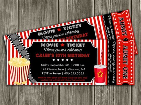 Movie Ticket Invitation 1 - FREE Thank You Card Included | Movie birthday party, Movie ticket ...