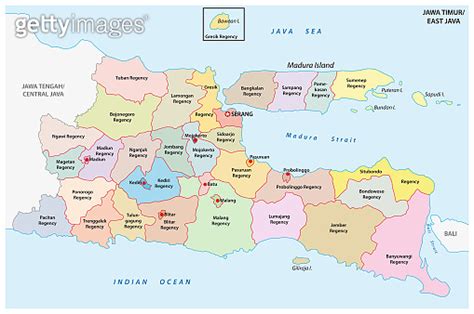 Jawa Timur, East Java administrative and political vector map ...