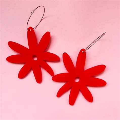 Red Flower Shaped Earrings