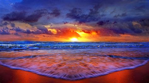 Beach Sunset HD Wallpaper - WallpaperSafari