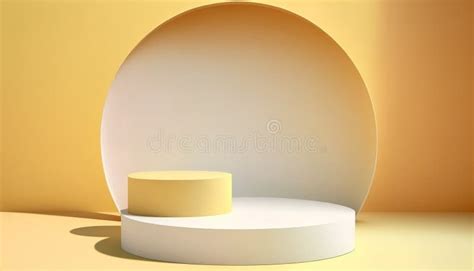 3d Render of White Podium for Product Presentation in Yellow Room ...