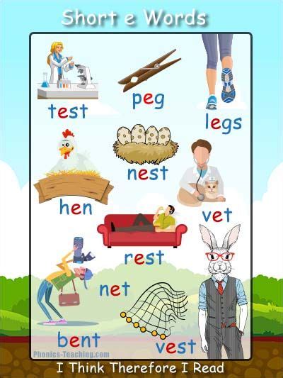 short e sound words | English phonics, Phonics, Phonics reading