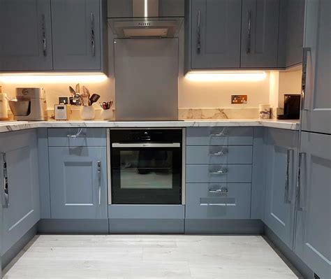 Blue Shaker Kitchen Installation - Hallmark Kitchen Designs