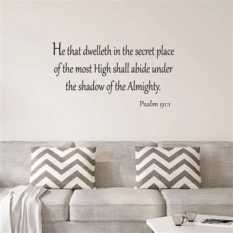 VWAQ He That Dwelleth in the Secret Place of the Most High Psalm 91:1 Wall Decal Bible Verse ...