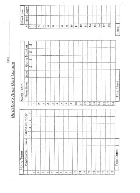 Darts Score Sheet Template - itypodsolar