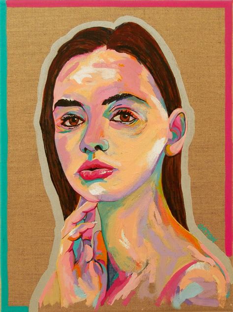 Original Art Female Portrait In Acrylic And Abstract Portrait | Etsy