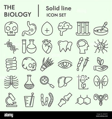 Biology line icon set, science and health symbols set collection or vector sketches. Human body ...