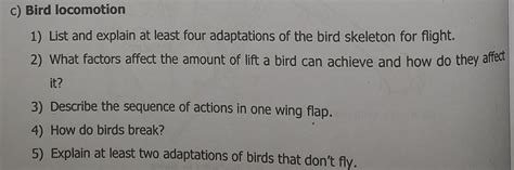 Solved a) Fish locomotion 1) List four adaptations of the | Chegg.com