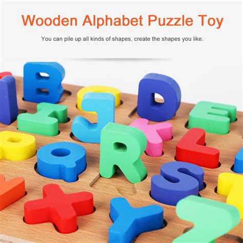 Mgaxyff Wooden Alphabet Puzzle Toy Preschool Learning Educational Toys ...