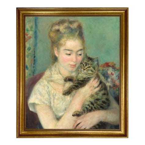 Woman with Cat Renoir Painting Print on Canvas | Madison Bay Company