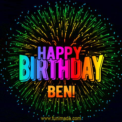 New Bursting with Colors Happy Birthday Ben GIF and Video with Music | Funimada.com