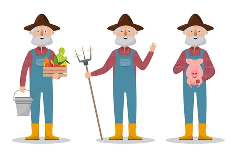 happy farmer family cartoon character in organic rural farm 424501 Vector Art at Vecteezy