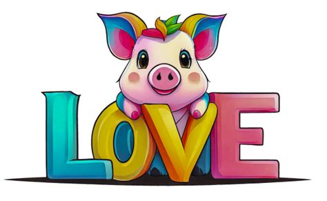 LOVE, Pig, Digital Cartoon, Png Free Stock Photo - Public Domain Pictures