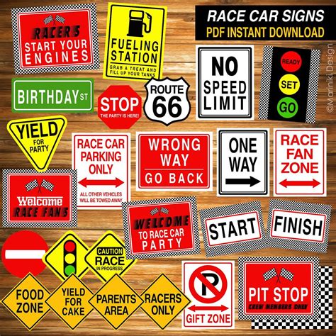 Race Car Party Signs Race Car Birthday Party Printables | Etsy Cars Theme Birthday Party, Race ...